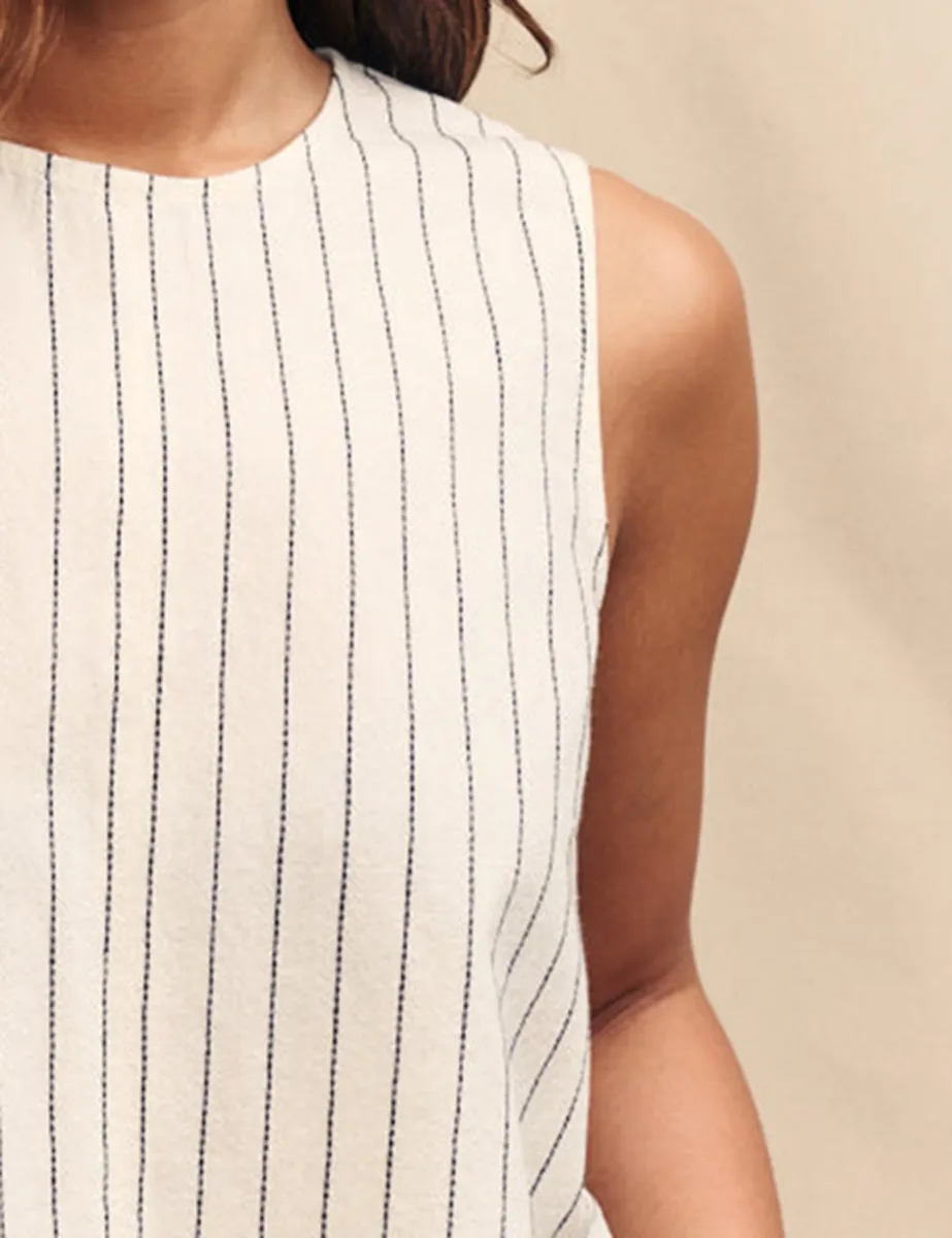 Cream Pinstripe Swing Top