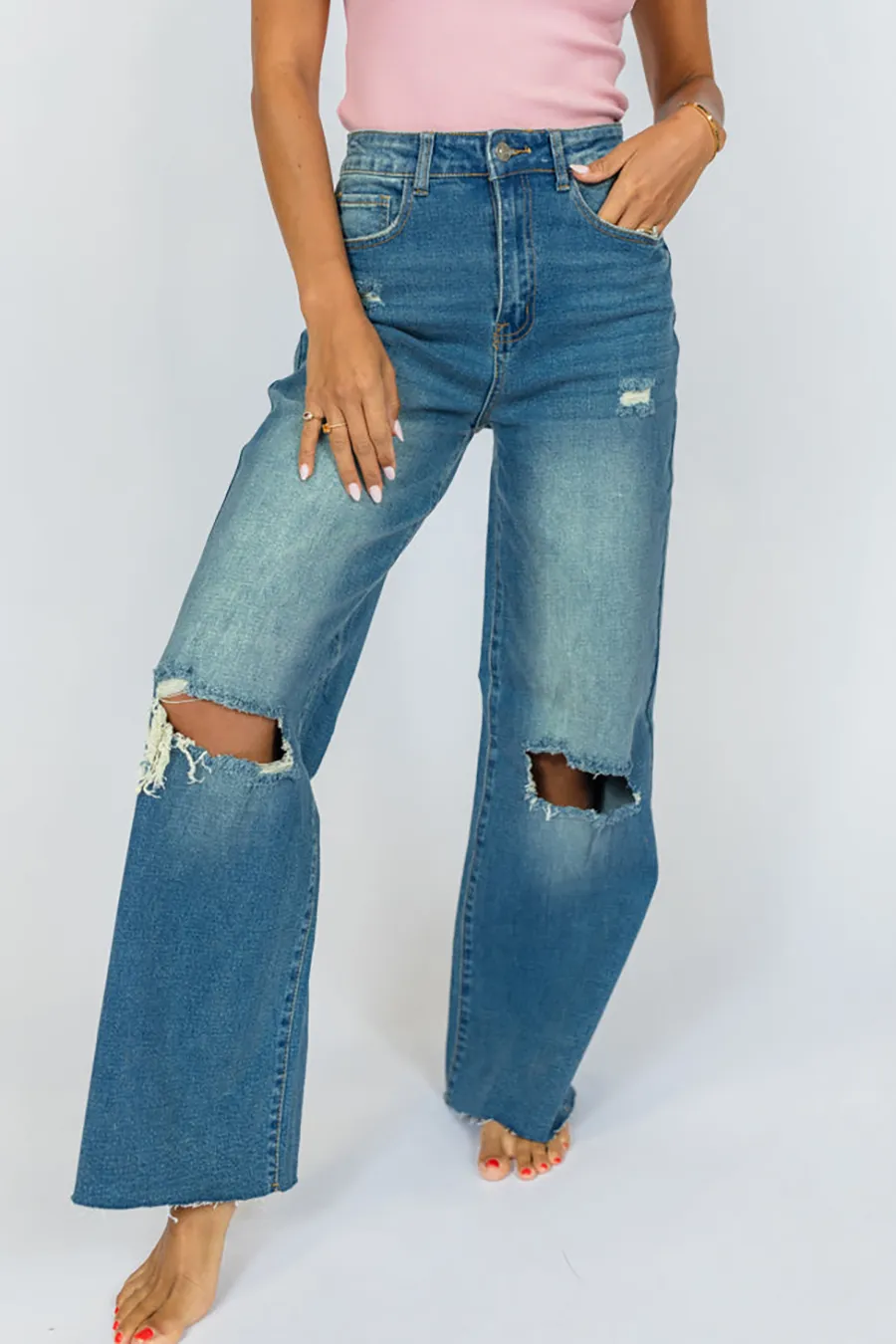 Medium Wash Wide Leg Jeans