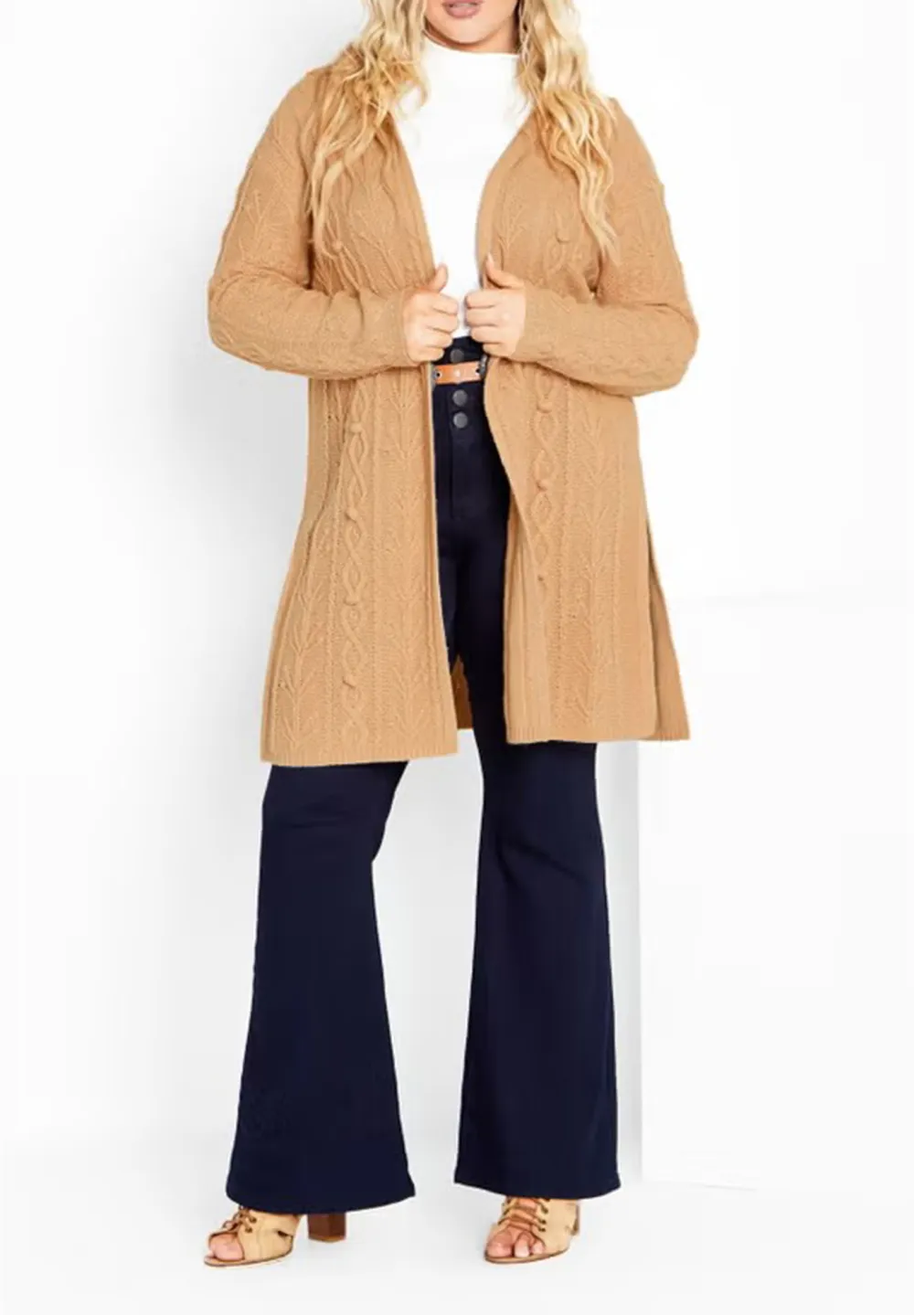 Solid Color Fitted Knitted Cardigan