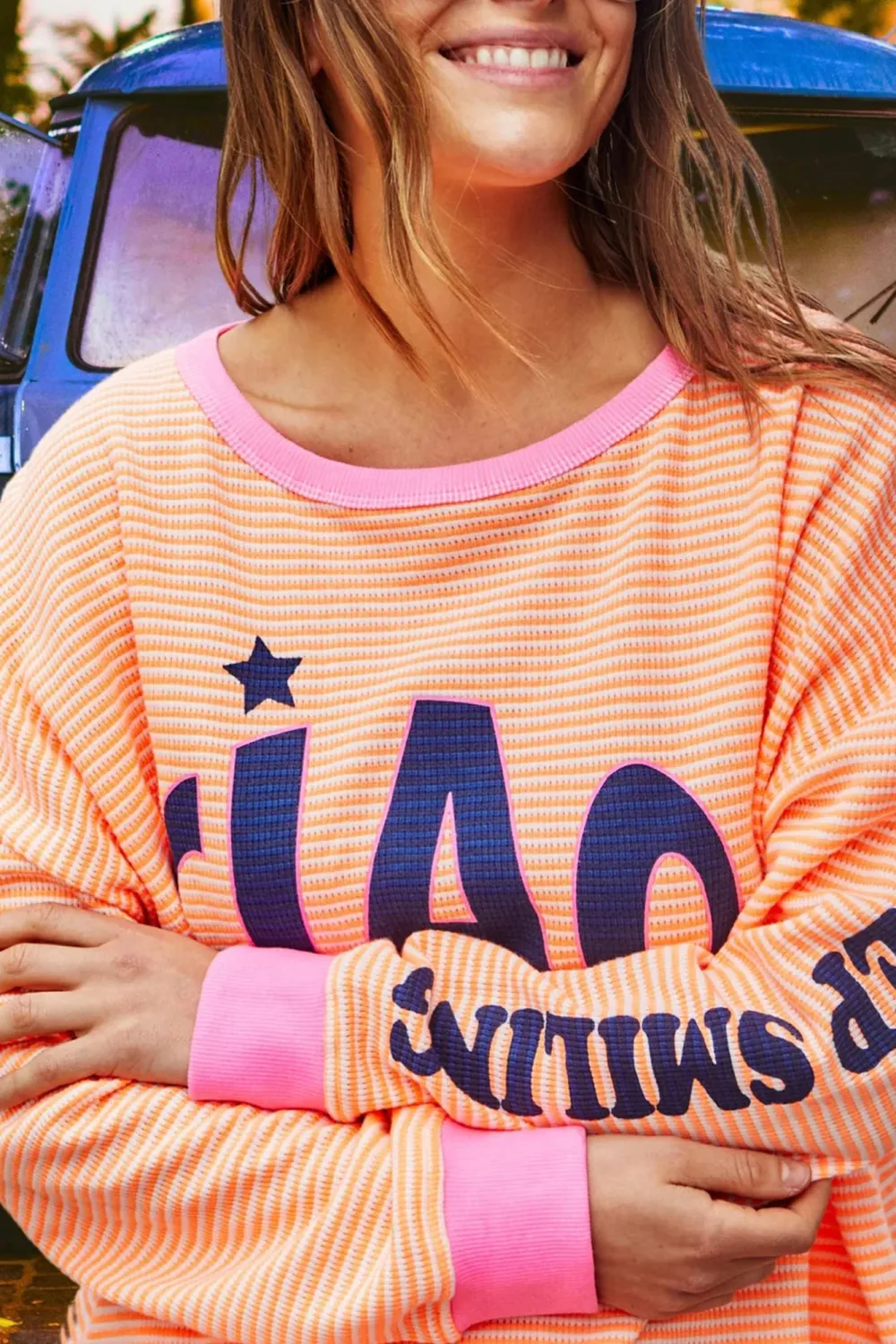 Orange Classic  Stripe Long-Sleeved Tees