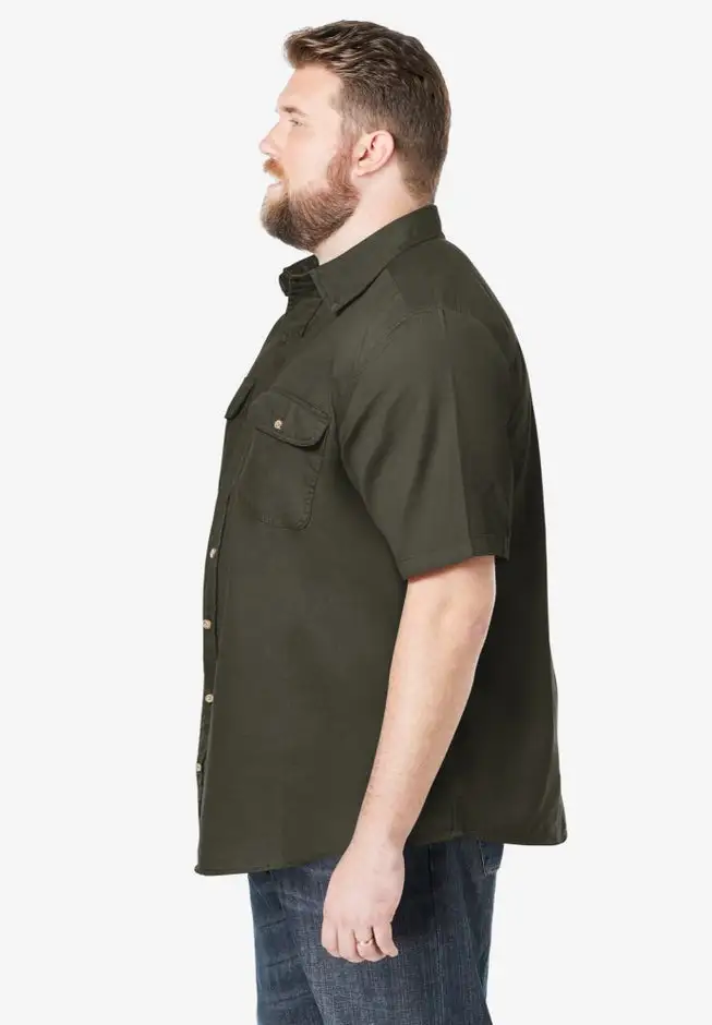 Short Sleeve Denim and Twill Shirt