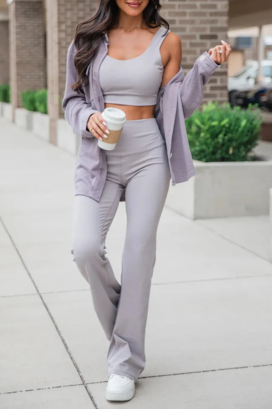 Taupe Flare Knit Leggings