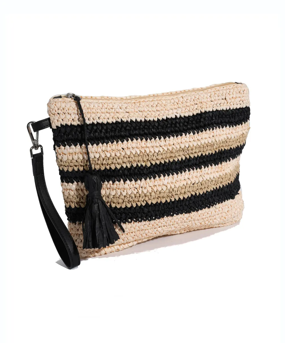 Vacation Essential Striped Crochet Bikini Bag