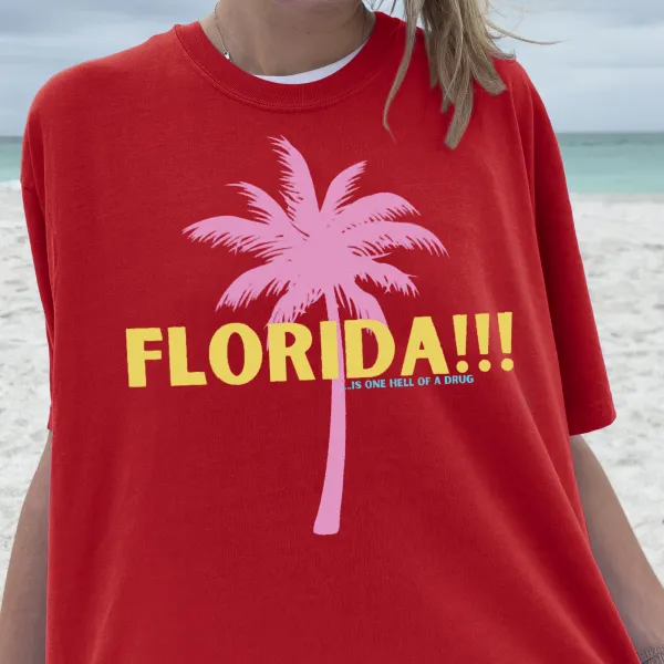 Florida Palm Tree Graphic Crew Neck Tee