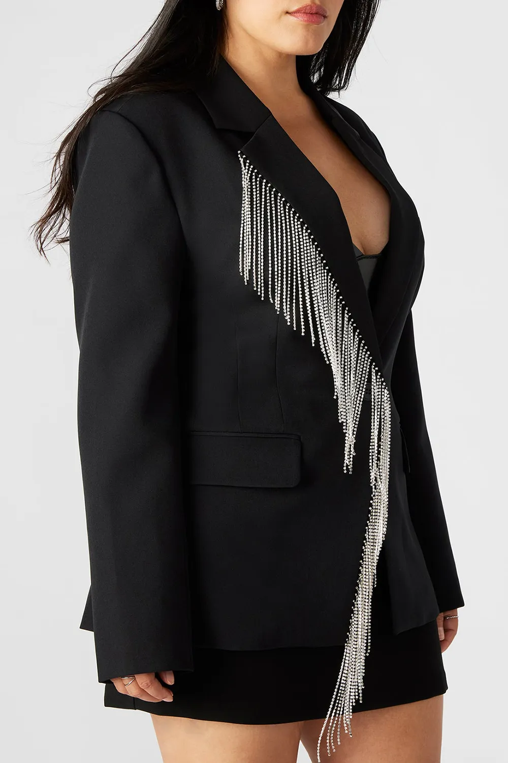 V-Neck Blazer Black
