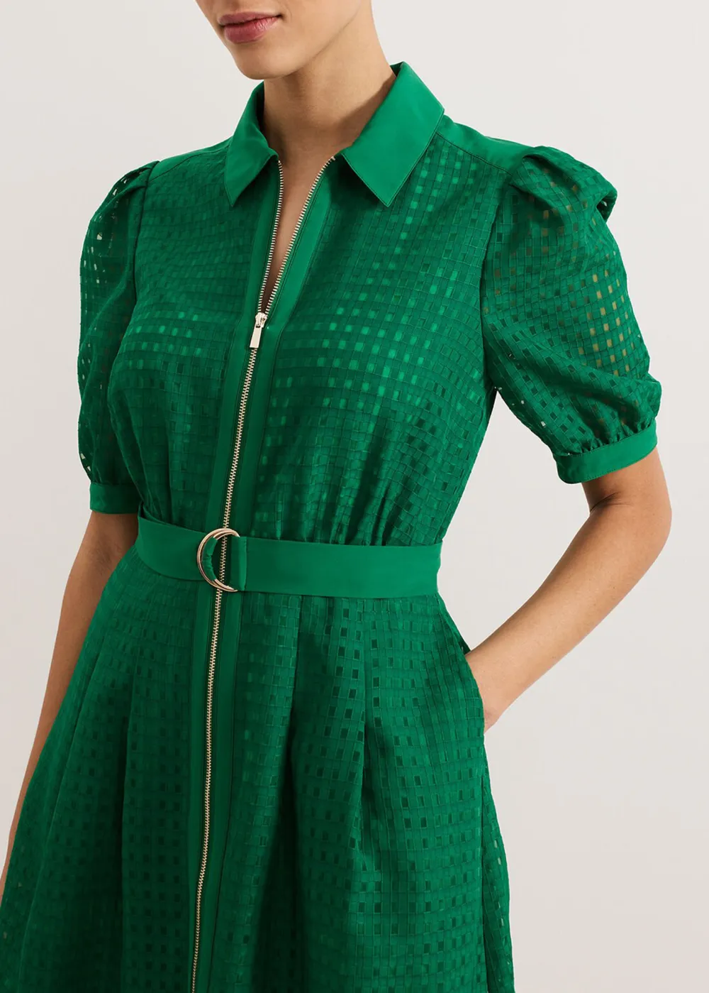 Fashion Hollow Texture Bubble Short Sleeve Dress