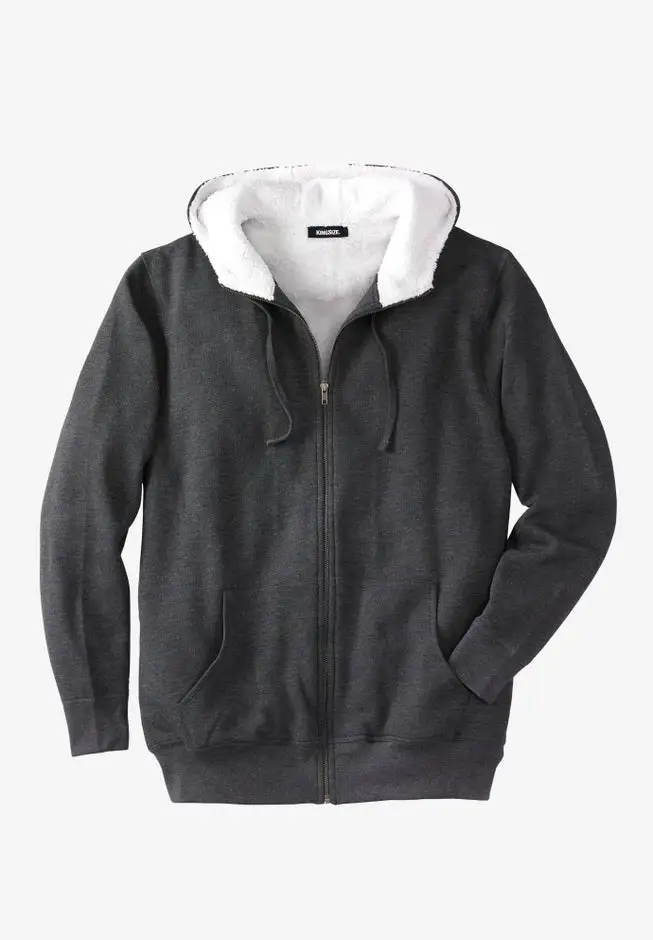 Sherpa-Lined Fleece Zip Hoodie