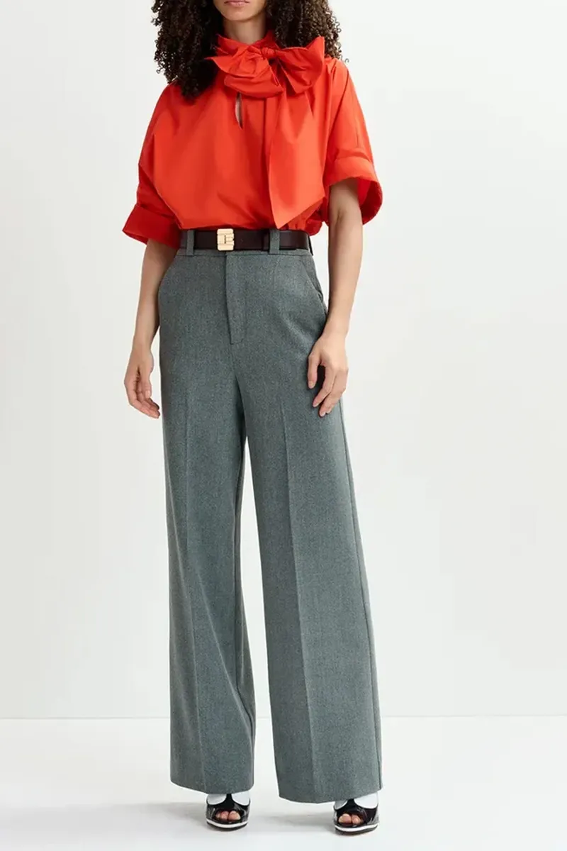 Bow Accent Cut Out Neckline Tops