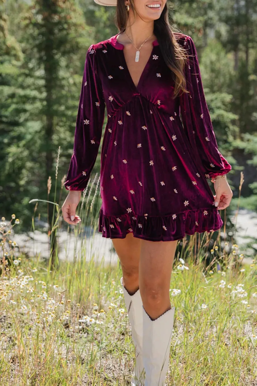 Burgundy Velvet Dress