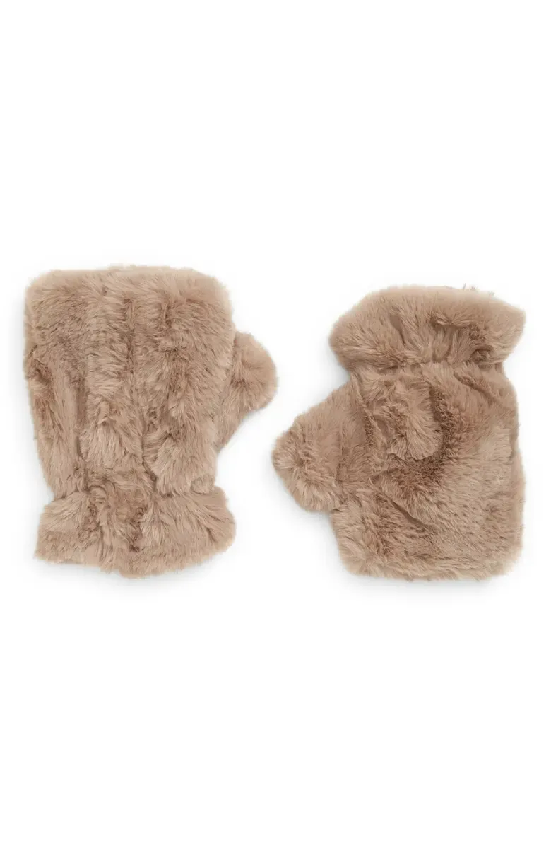 Faux Fur Fingerless Mittens
