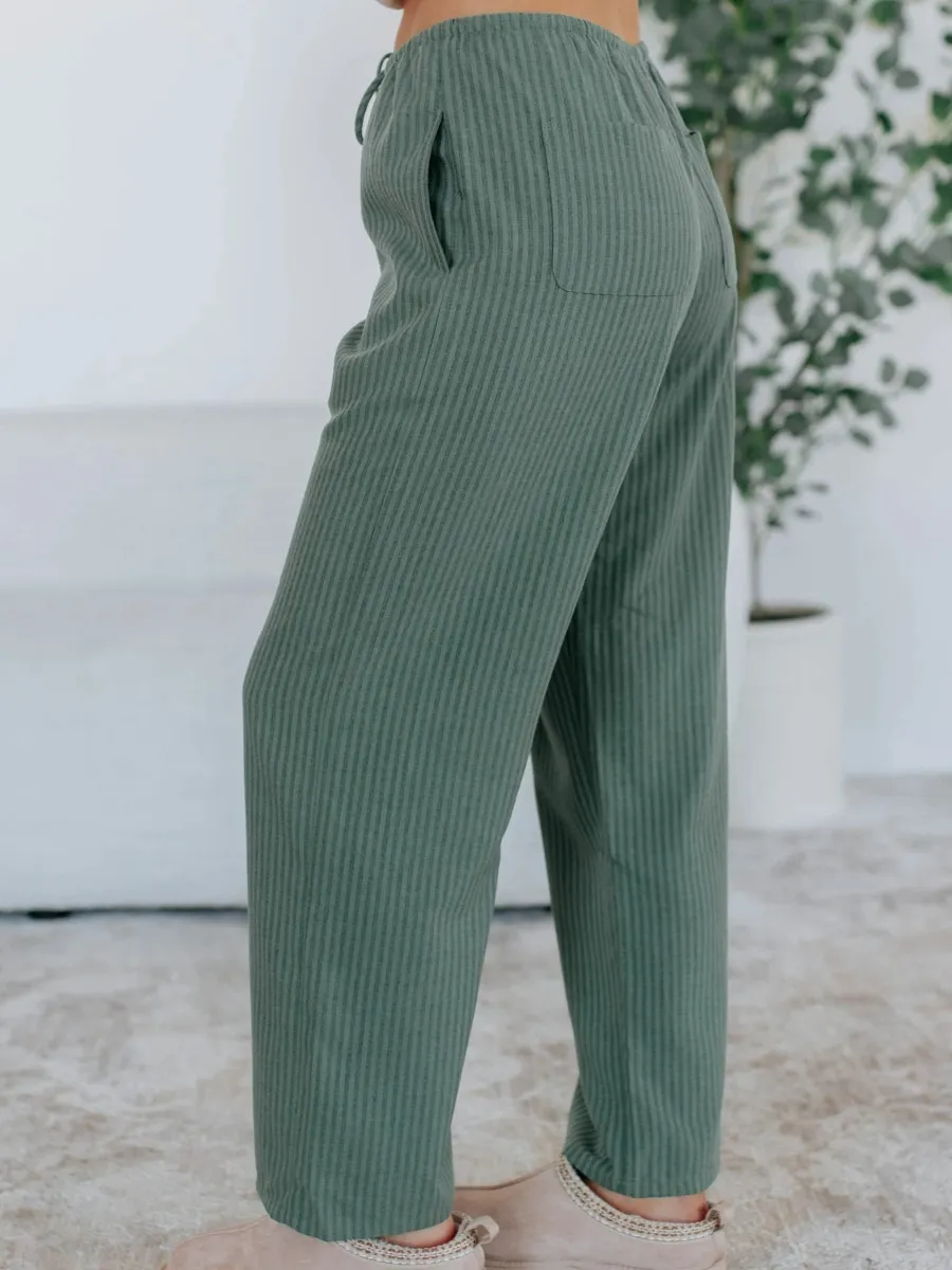 Drawstring Striped Pants
