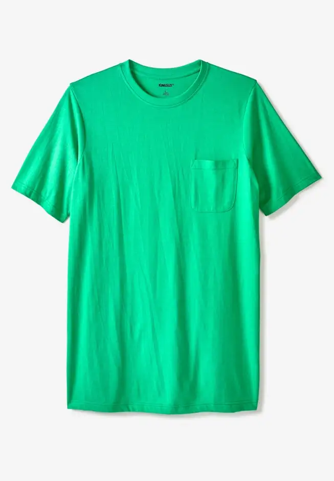 Shrink-Less Lightweight Longer-Length Crewneck Pocket T-Shirt