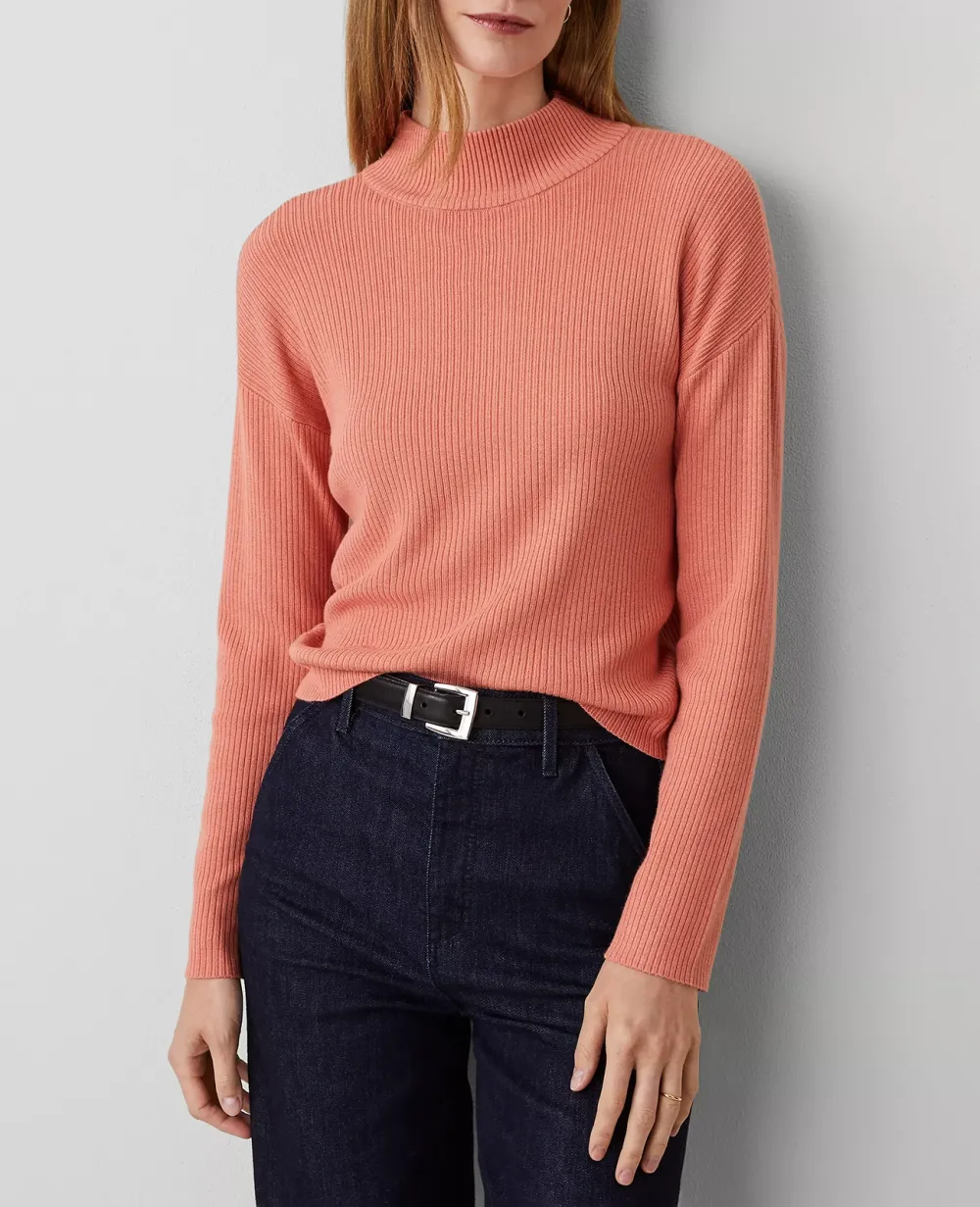 Mock Neck Ribbed Sweater
