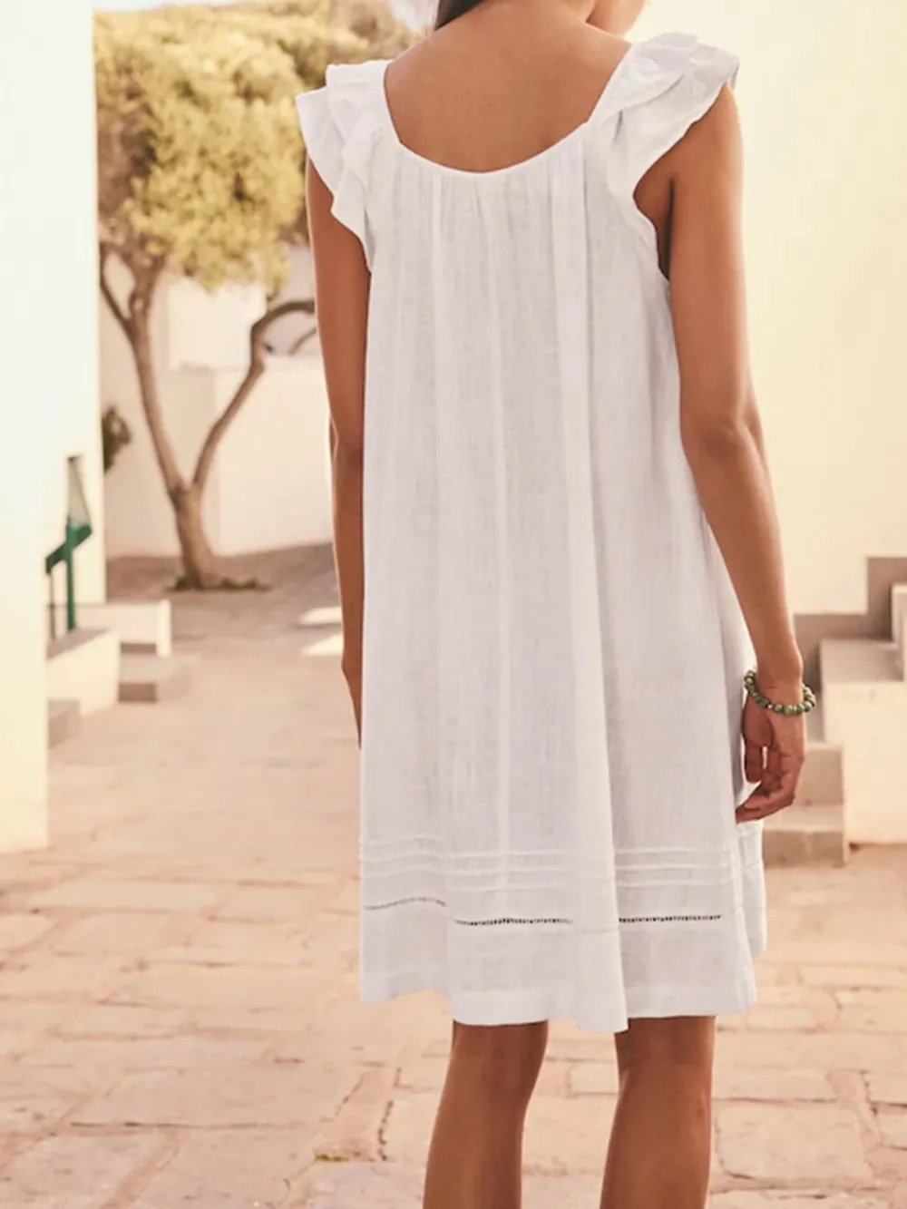 Leisure Loose Blue Floral Print V-Neck Dress