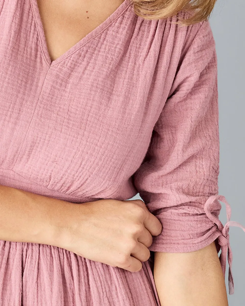 Pink Side Pockets Midi Dress