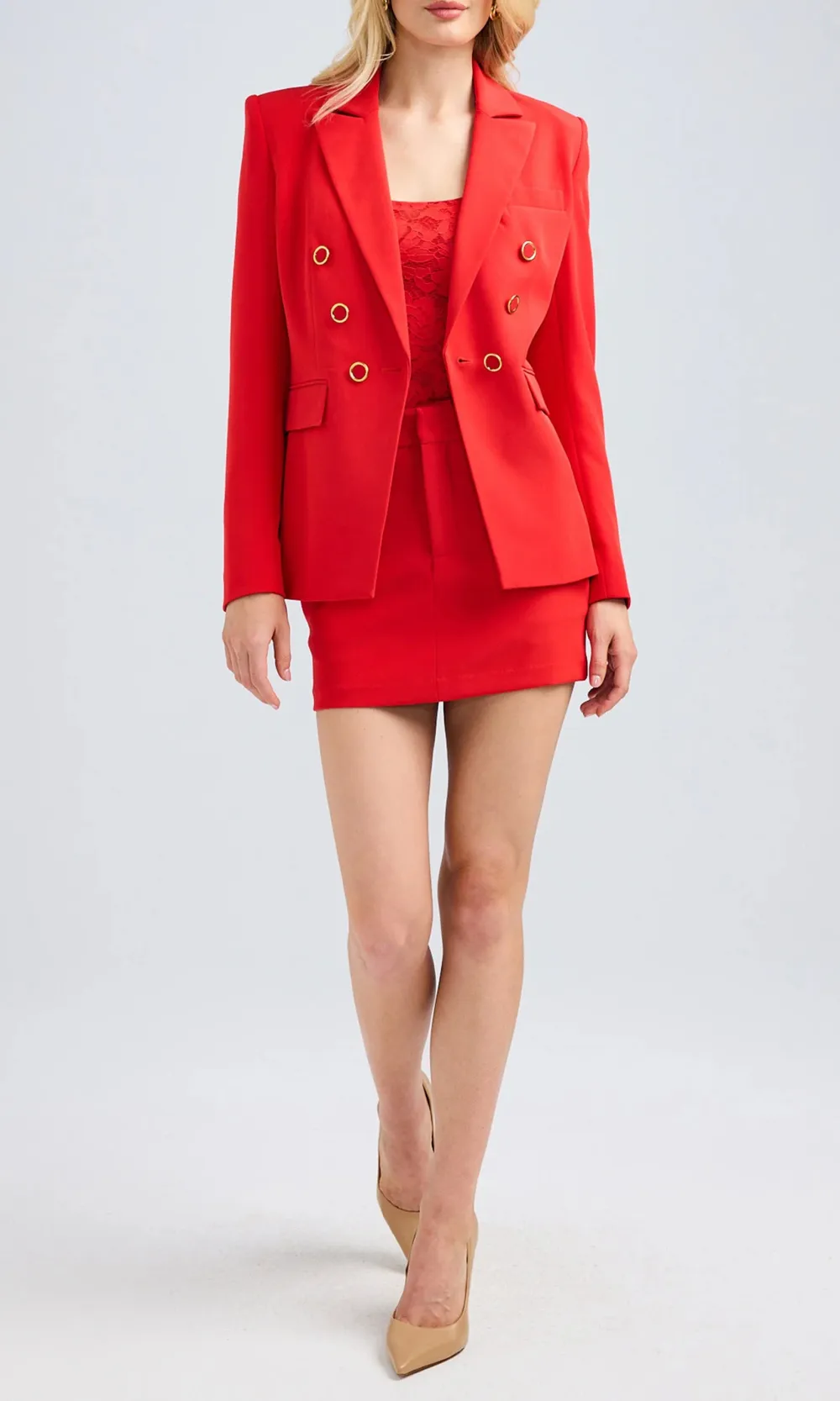 Red Crepe Bodycon Skirt