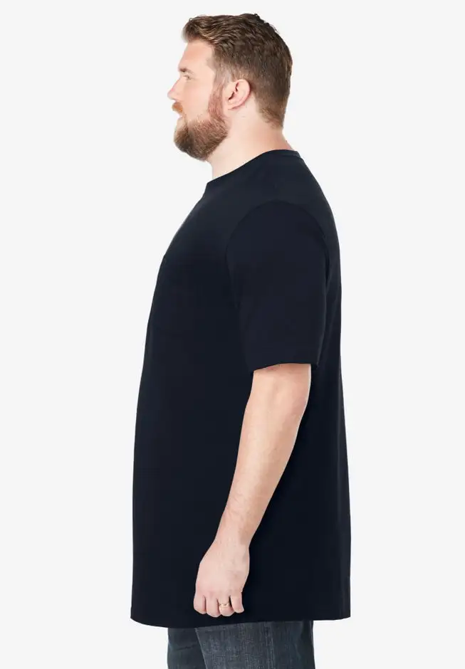 Shrink-Less Lightweight Longer-Length Crewneck Pocket T-Shirt