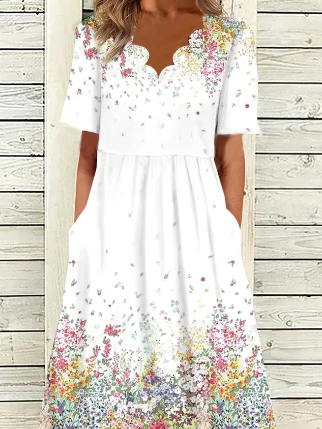 Lässig Kurzarm Stricken Kleid
