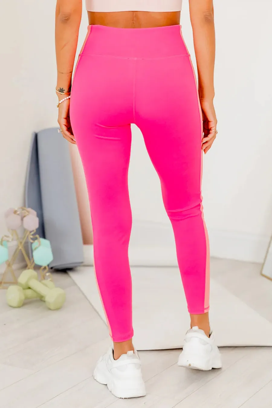 Pink Color Block Leggings