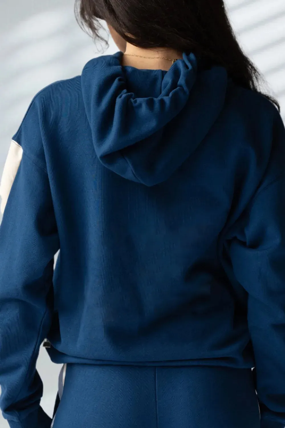 Dark Blue Classic Drawstring Breathable Loose Hoodie