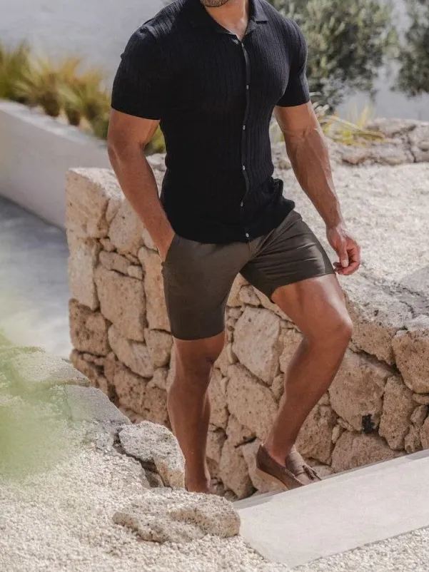 Black Cotton Soft Simple Polo Shirt