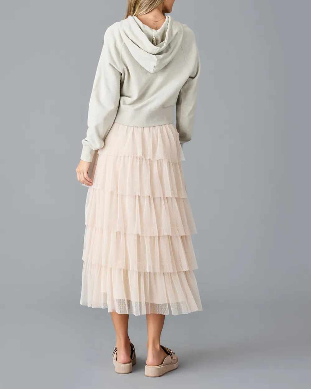 Light Pink Tiered Tulle Maxi Skirt