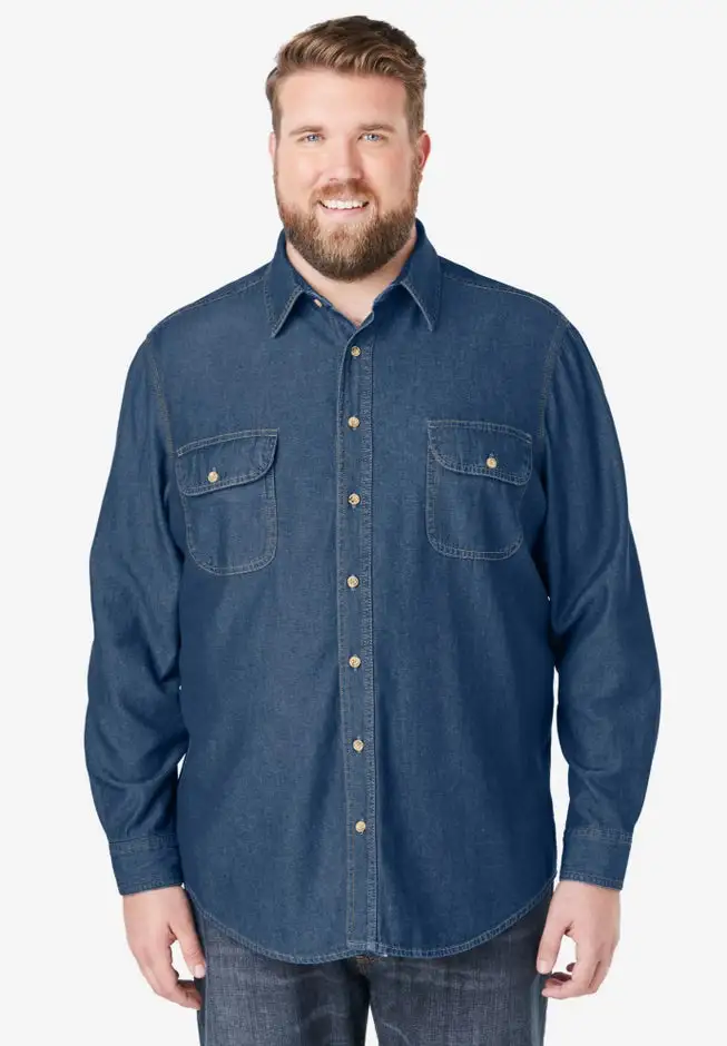 Long Sleeve Denim and Twill Shirt