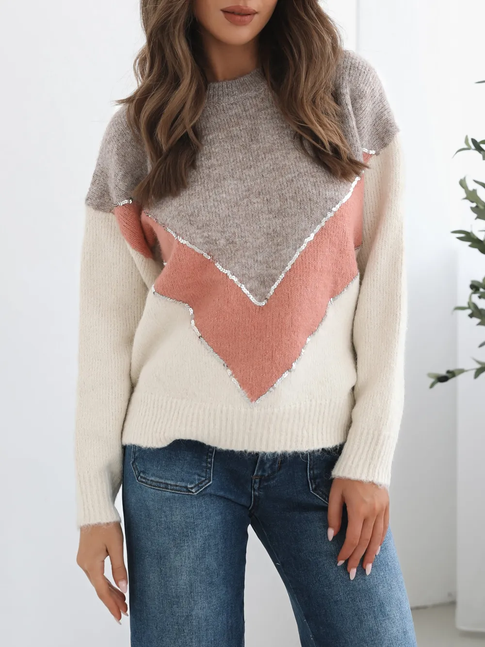 Multi Crew Neck Knit Top