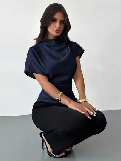 Ruched Linen Blend Blouse