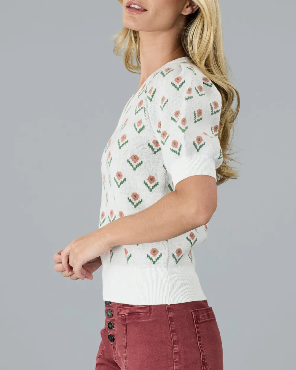 Floral Print V-Neck Pullover