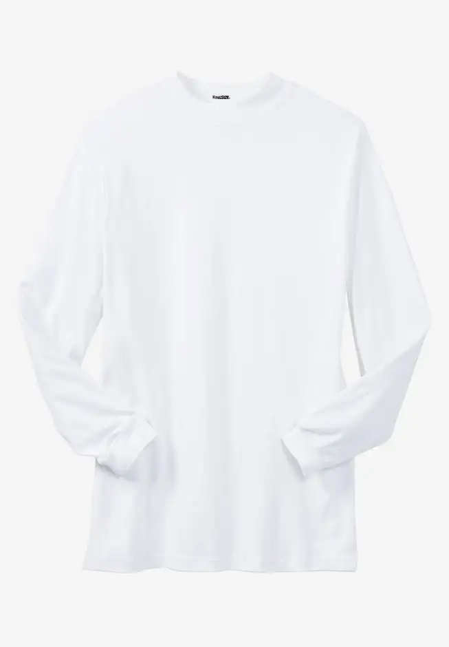 Mock Turtleneck Long-Sleeve Cotton Tee