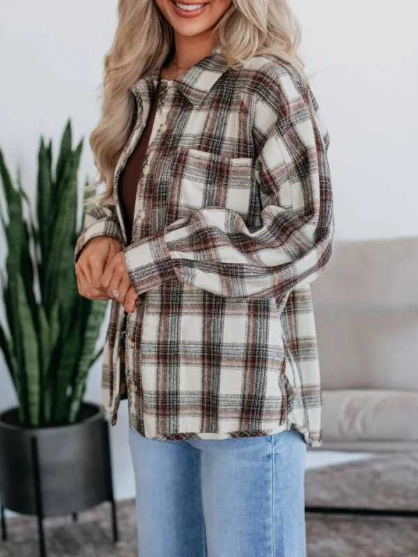 Front Pocketed Plaid Shacket