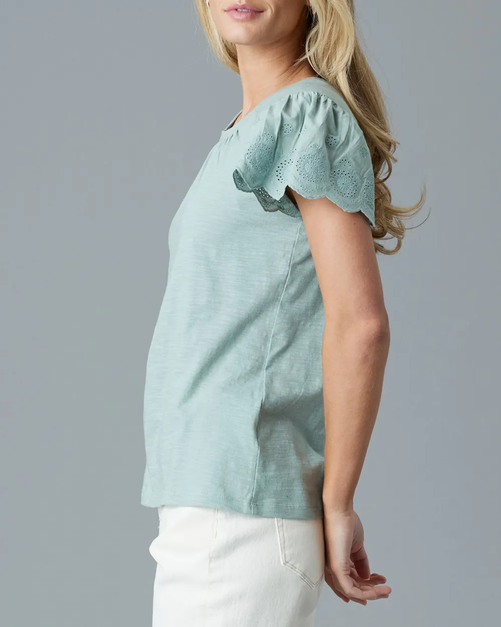 Casual T-Shirt With Delicate Eyelet Detailing