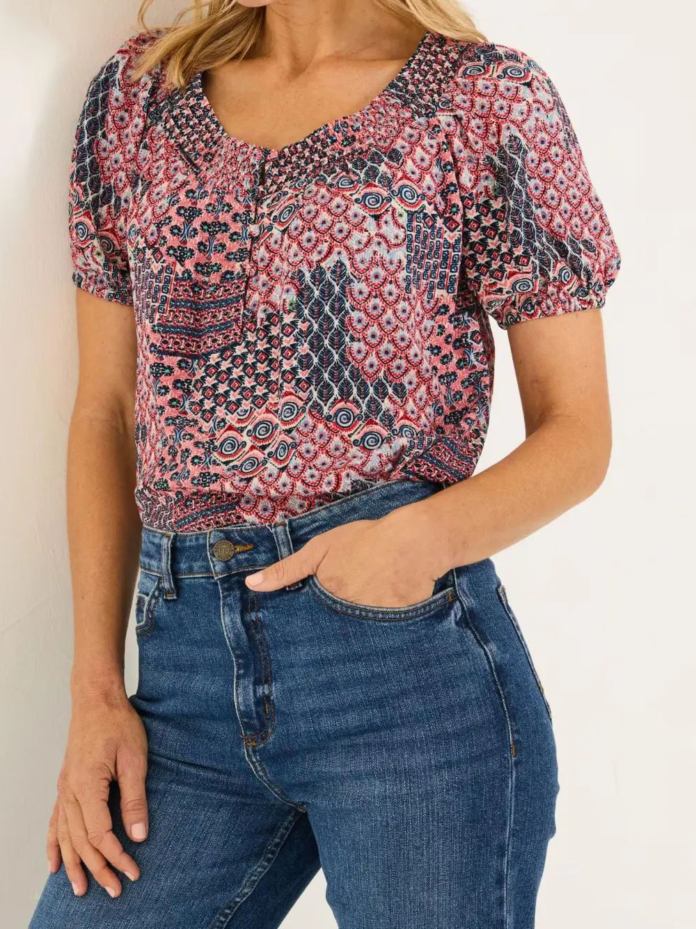 Cotton Rich Geometric Short Sleeve Shirts