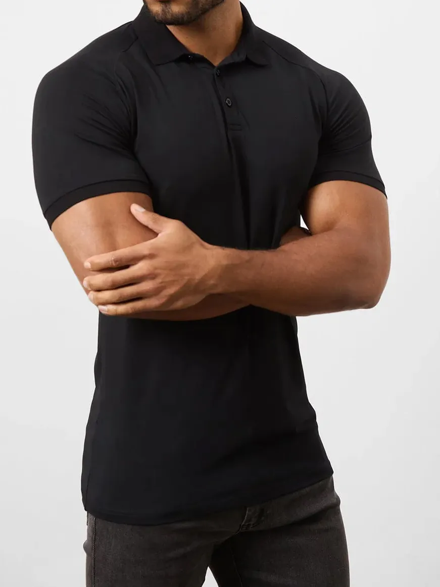 Black Soft Simple Athletic Polo Shirt