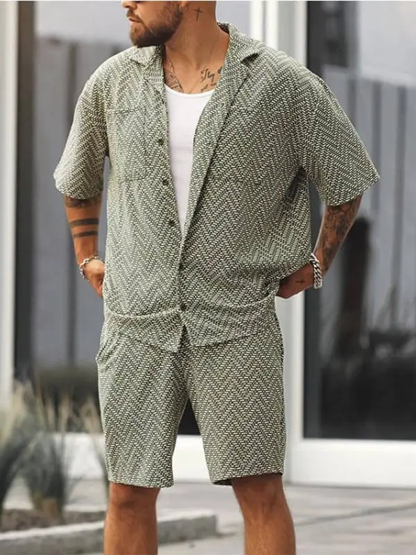 Men'S Geometric Print Casual Pocket Set