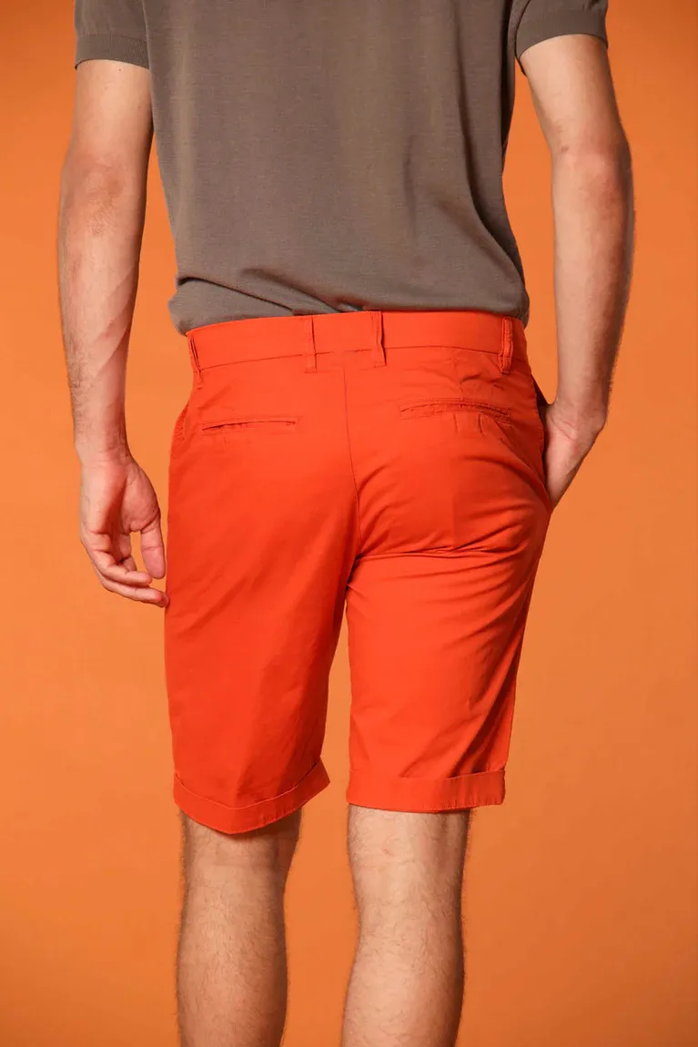 Orange Cotton Twill Cargo Shorts For Men - Regular Fit