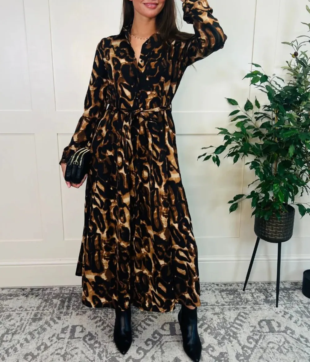 Leopard Print Shirt Dress