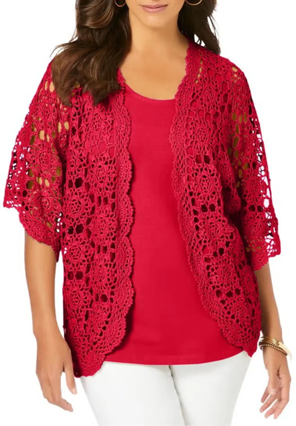 Hollow Solid Color Cardigan