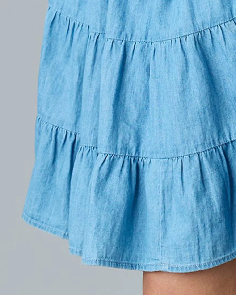 Light Blue Tiered Midi Skirt
