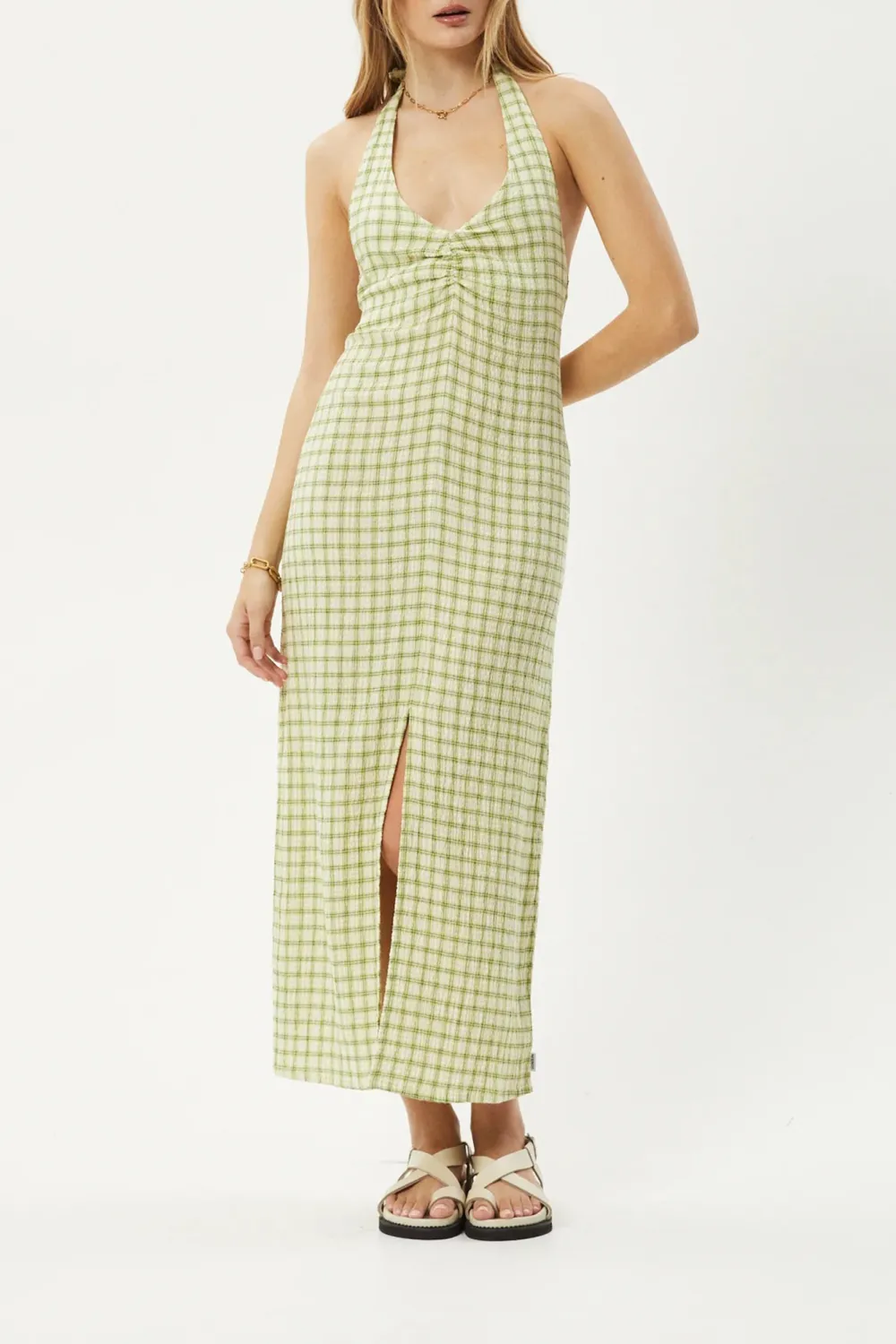 Lemon High-End Simple Plaid Collarbone Dresses