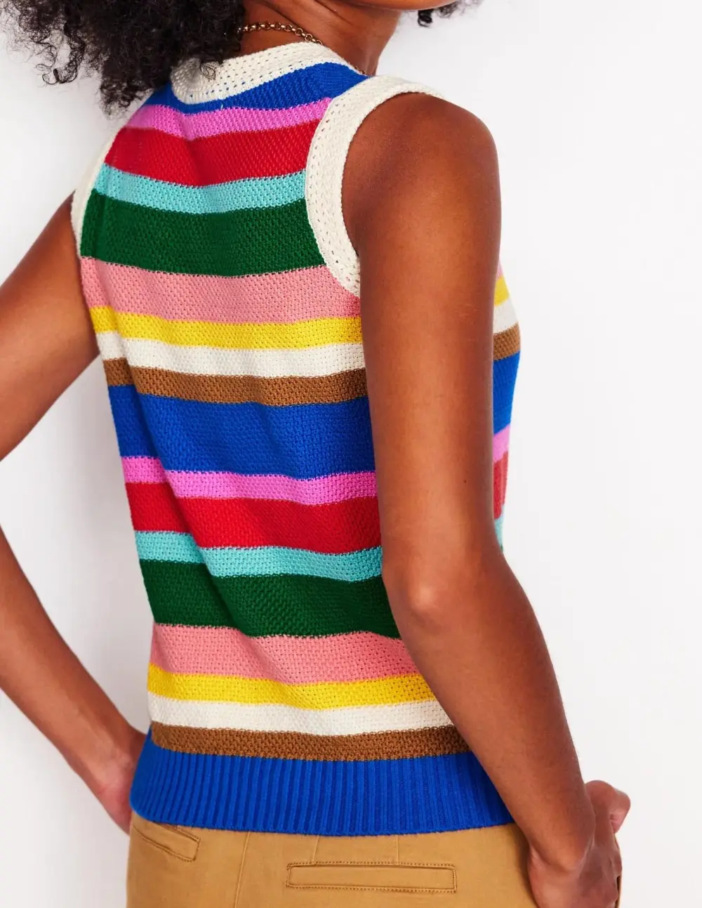 Multicolor Striped Crochet - Trim Tank