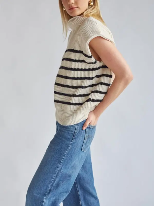 Amari Mock Neck Sleeveless Sweater Top