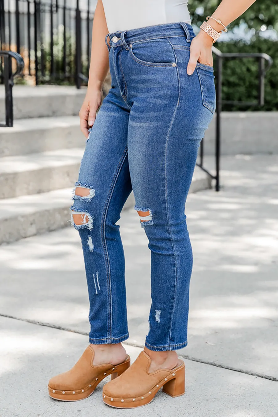 Dark Wash Straight Leg Jeans