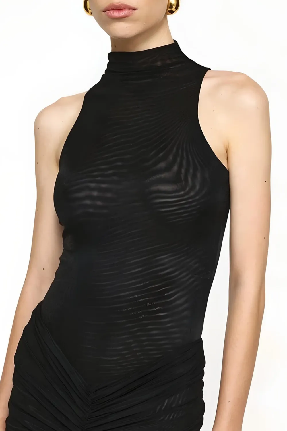 Black Off-Shoulder Comfortable Breathable Bodysuit