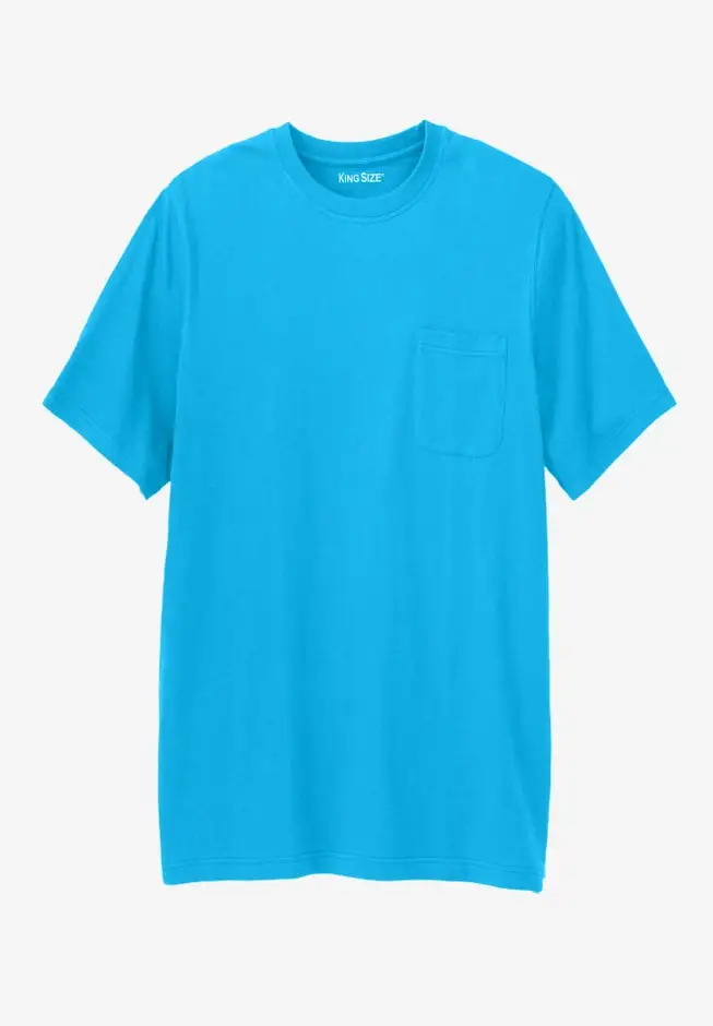 Shrink-Less Lightweight Longer-Length Crewneck Pocket T-Shirt