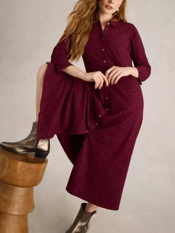 Sparkle Jersey Dress In Dk Plum