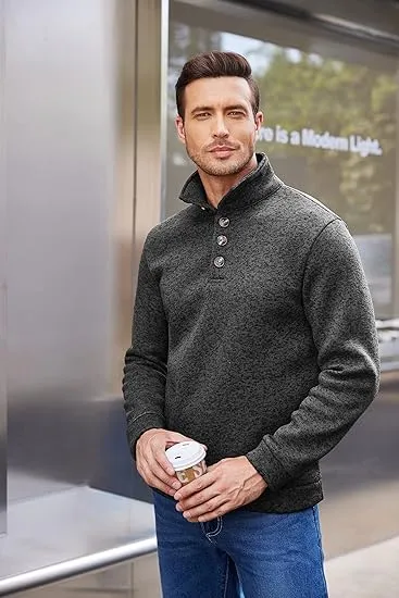 Men's Casual Slim Fit Pullover Sweater Knitted Thermal Sweatshirt.Fleece-lined For Warmth And Wind Protection.Comfortable And Stylish
