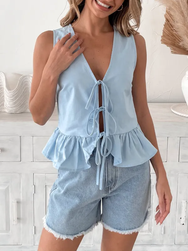 Light Blue High Waist Shorts