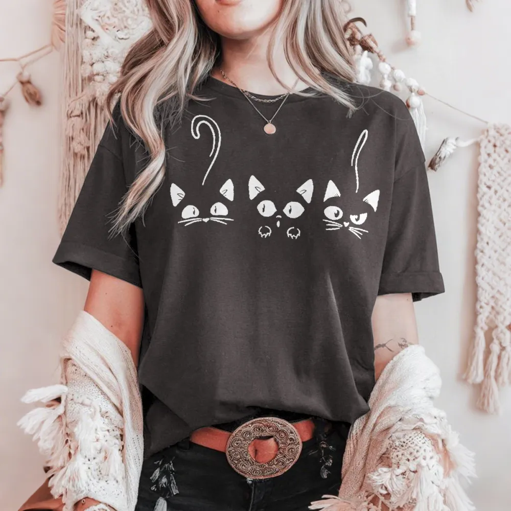 Multi Cat Silhouette Print T-Shirt